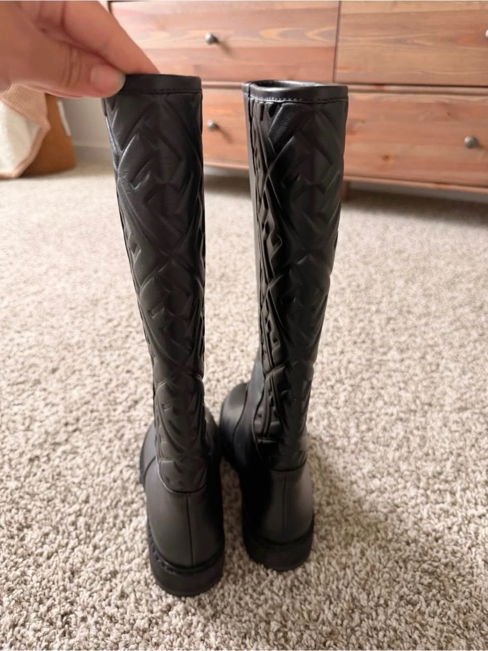 Fendi Black Calf Leather Riding Boots